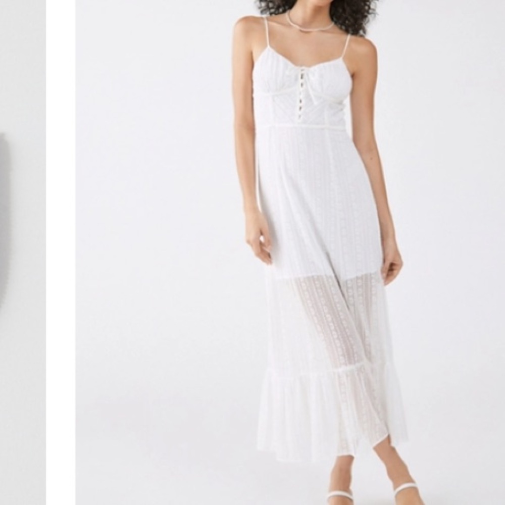 Urban Outfitters Sheer White Maxi Dress with Buttons